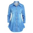 thumbnail image 1 of Camisa Dril de Algodon Talla Extra Abotonado Estampado 3D Rosegal  Blusas Tallas Grandes, 1 of 5