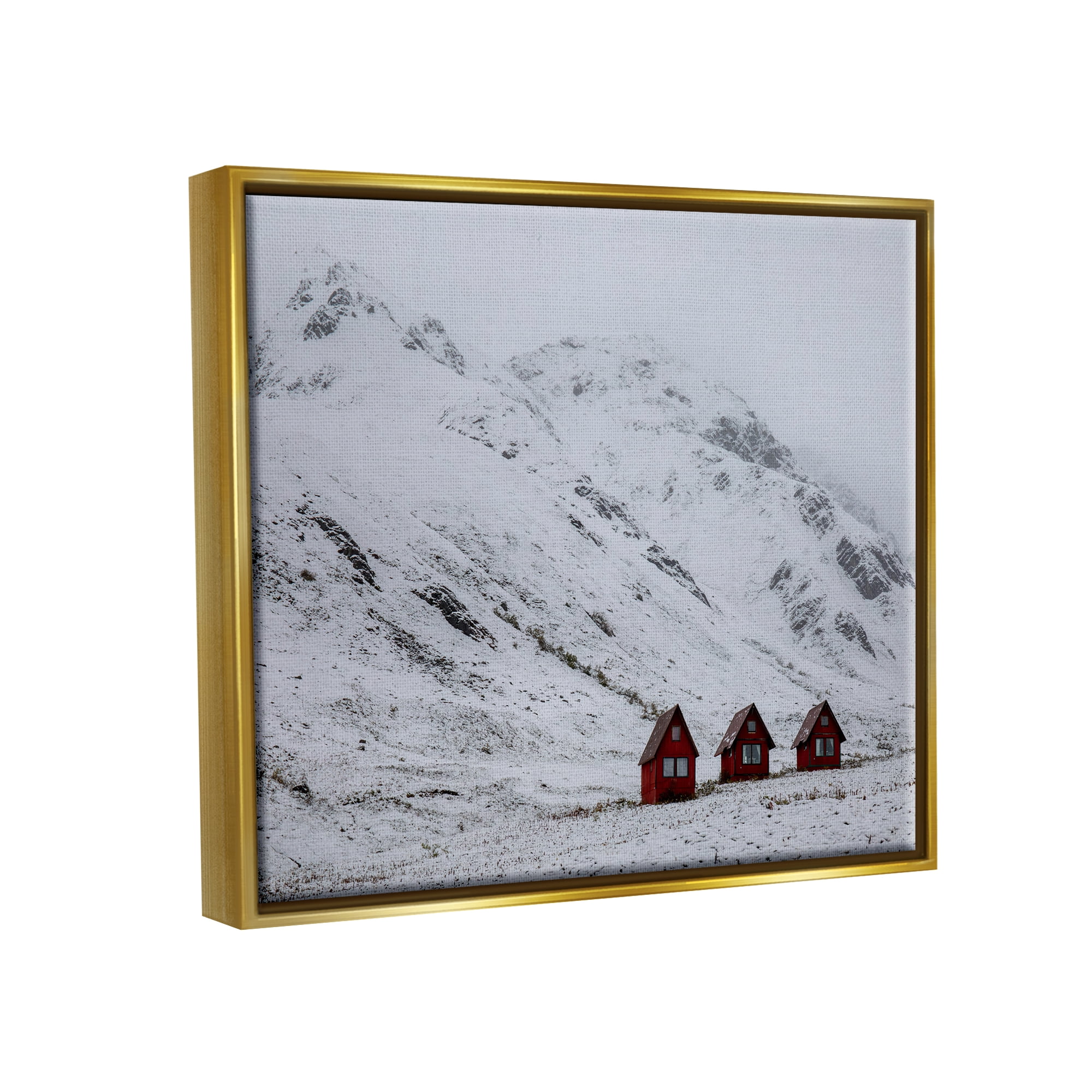 Stupell Industries Snowy Mountain Pass Landscape Photography Gold Floater Framed Canvas Art Print Wall Art, 31 x 25