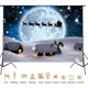 thumbnail image 3 of Fondos de fotografía navideños nevados, telón de fondo de cuento de hadas navideño, luna, Papá Noel, reno, suministros para fiestas de invierno, nieve blanca (2,1 x 1,5 m), 3 of 5