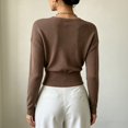 thumbnail image 4 of Women Wrap V-Neck Sweater Soft Long Sleeve Knit Pullover Top Slim Fit Waist Cropped Sweaters, 2XL, 4 of 5