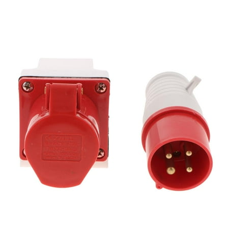 3 Angled Surface Wall Plug&Socket 380V-415V Waterproof IP44 16A 3 For Camper , Motor Homes,, Power Tool, Workshop, Compressor