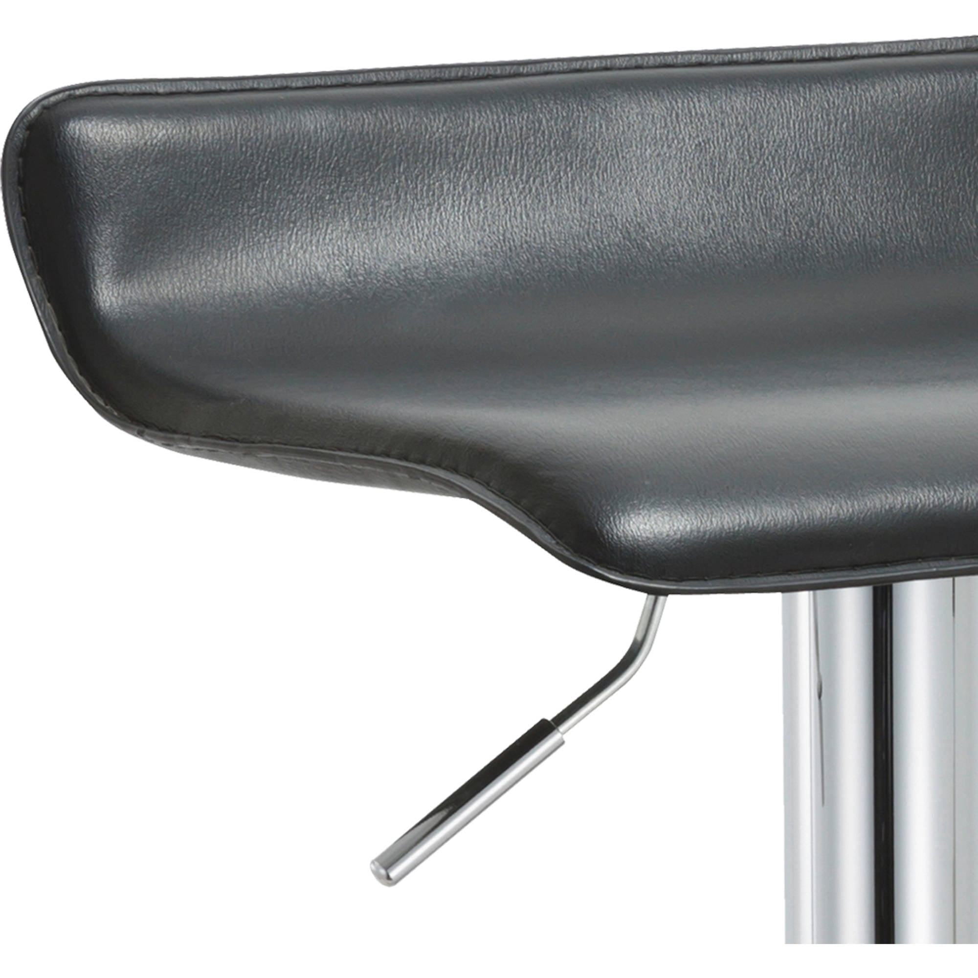 Contoured Contemporary Backless Armless Swivel Height Adjustable Hydraulic Lift Chrome Base Bar Stool with Footrest (Black) - Set of 2