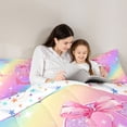 thumbnail image 5 of Manfei Kawaii Bownot Print 7 Pieces Full Size Bedding Sets,Lovely Initial S Full Size Bed in a Bag,Pink,Colorful Stars Reversible, 5 of 7