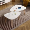 thumbnail image 5 of Hassch 31.1" Coffee Table, Irregular Living Room Center Table, Modern Unique Egg-Shaped Cocktail Table for Living Room Bedroom, White+Oak, 5 of 7