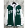 thumbnail image 2 of xiaxaixu Men's Spring Autumn Casual Coat Long Sleeve Letter Printed Button Up Contrast Color Baseball Jacket, 2 of 6