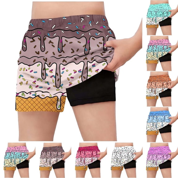 Crunowin Boys Summer Shorts Ice Cream Print Elastic Waist Lightweight Beach Shorts Blue Size 11