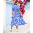 thumbnail image 3 of Vestido de verano AUSELILY para mujer, cuello en V, manga corta, floral, 3 of 6