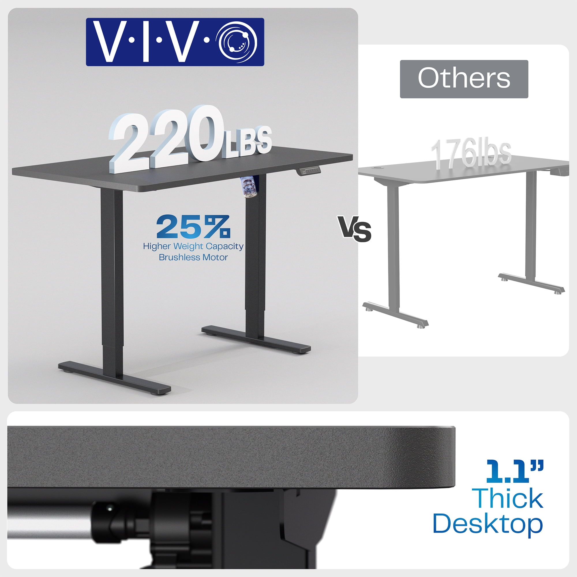 VIVO Electric 60” x 24” Stand Up Desk | Black Table Top, Black Frame