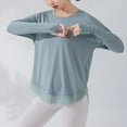 thumbnail image 6 of tarylea Yoga Tops for Women Crew Neck Long Sleeve Shirts Solid Color Loose Athletic Sports Running Coverup, 6 of 7