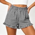 thumbnail image 3 of Tumotour Summer Board Shorts for Women'S Ruffled High Waist Plaid Athletic Workout Shorts Wide-Leg Pants Side Pockets, 3 of 7