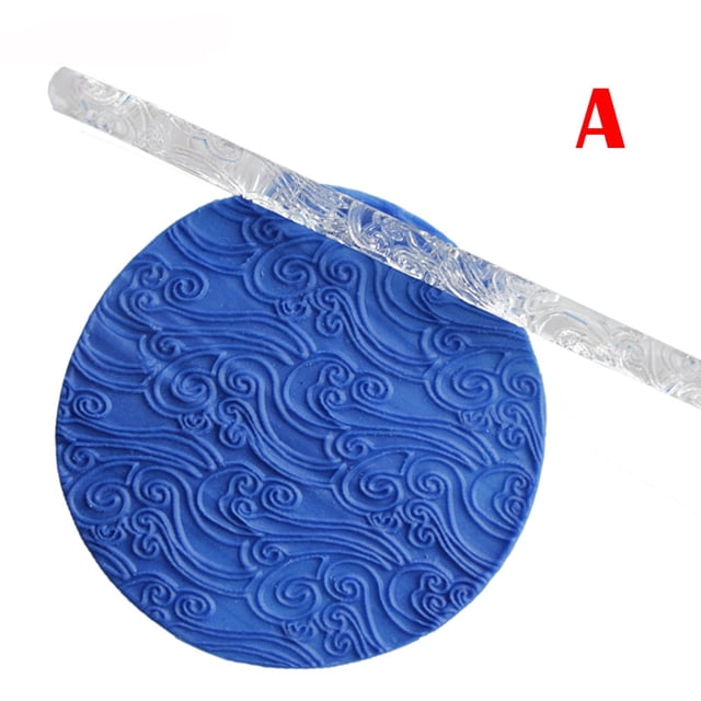 Embossing Acrylic Rolling Pin Fondant Craft Cake Baking Decorating Tool Rolling Pin Fondant Small Silicone Mat with Measurements for Cookie Decorating Fondant Smoother And Roller Textu Rolling