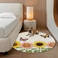 thumbnail image 3 of Area Rug 36in, Pastoral Sunflower Butterfly Floor Carpet Living Room Rug, Vintage Plant Non-Slip Welcome Mat Indoor Rugs for Bedroom Dining Room, 3 of 9