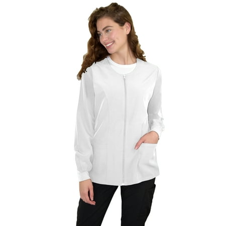 

Women s Zip Front GT 4FLEX Warm-Up Scrub Jacket-White-Small