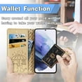thumbnail image 2 of Wallet Case for Samsung Galaxy S23, Lovely Cute Cat Dog Embossed Pattern Cartoon PU Leather Flip Folio Cover with Card Slots Cash Holder Kickstand Magnetic Secure Clasp Shockproof Case,Gold, 2 of 9