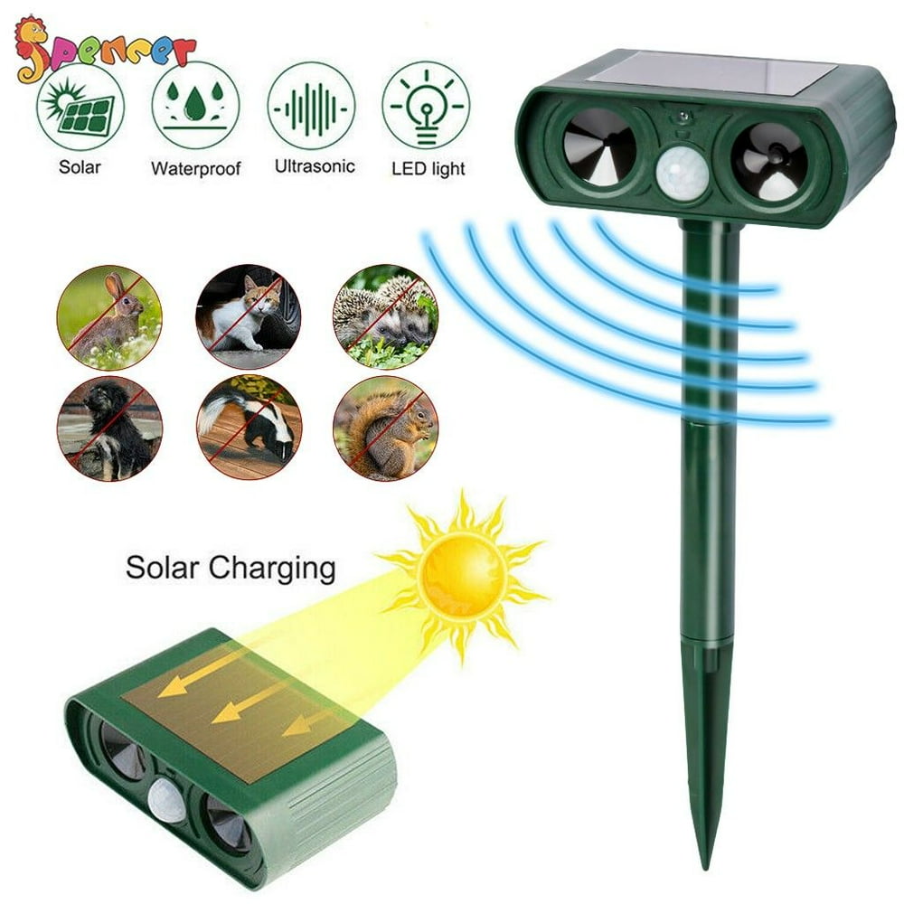 SPENCER Ultrasonic Animal Repeller Solar Power Cat Mice Deer Sensor