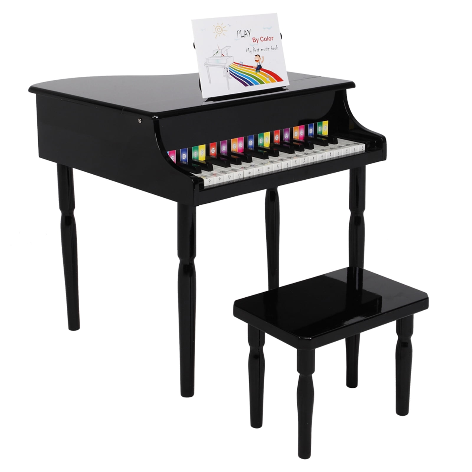 Bayhto Wooden Toys 30key Children's Wooden Piano / Four Feet / with Music Stand, Mechanical