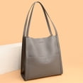thumbnail image 4 of Bolso de mano para mujer, bolso de mano de cuero de gran capacidad, bolso de viaje (gris), 4 of 7