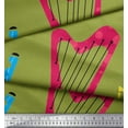 thumbnail image 2 of Soimoi Green polyester Crepe Fabric Guitar & Xylophone Musical Instrument Printed Fabric 1 Yard 42 Inch Wide, 2 of 3