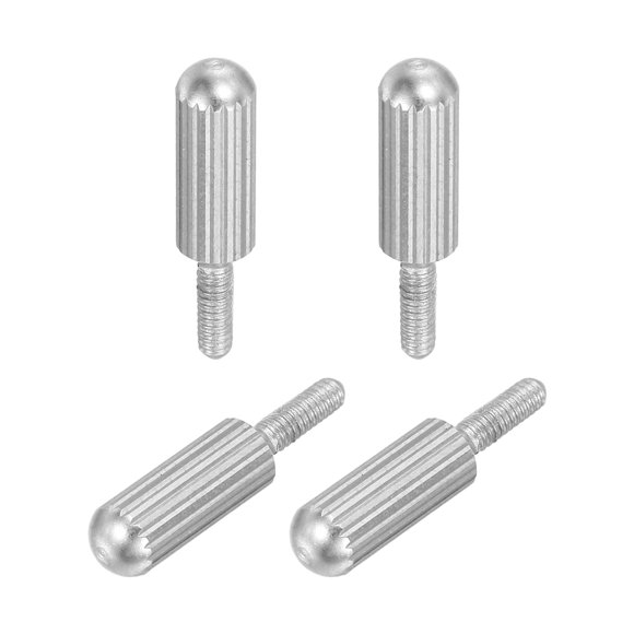 4 Pcs Small Knurled Thumb Screws, M2 x 6mm 304 Stainless Steel Male Flat Head Thread Knurled Thumbscrews Bolts (Silver)