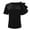 Black, variant on YDLCAFD Easter Summer Independent Station Europe And The United States Border Solid Color Fashion Ruffles Short Sleeves Versatile Crewneck T Shirt In Stock