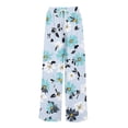 thumbnail image 6 of WTOBBY Women's Casual Wide Leg Pants with Stretch Belt Floral Print Pockets and Adjustable Tie Design for a Comfortable Lightweight Summer Outfit ,Light Blue XL, 6 of 7