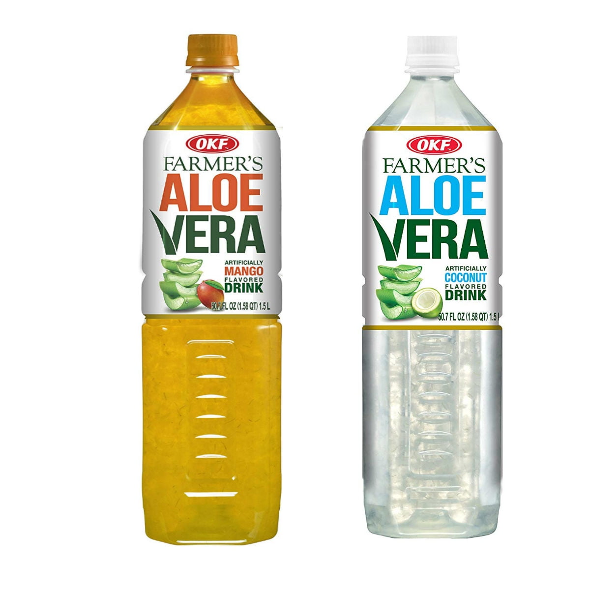 OKF Farmer's Aloe Vera Drink, Mango & Coco, 50.7 Fluid Ounce (Pack of