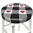 thumbnail image 3 of Kll Heart Black Buffalo Plaid Gingham Round Bar Chair Cushion Cover 12 Inch,Bar Stool Protector With Elastic, Soft Washable, 3 of 7
