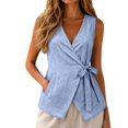 thumbnail image 2 of Harpily Womens Tank Tops V Neck Plus Size Sleeveless Adjustable Side Tie Linen Wrap Casual Summer Daily Shirts Vacation Blouses, 2 of 4