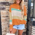 thumbnail image 4 of Black and Friday Deals 50% Off Clear! asdoklhq Womens Plus Size Clearance,Stripes Patchrk Long Sleeves Casual Sweater Blouse Tops, 4 of 9