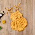 thumbnail image 4 of Baby Girls Summer Bodysuit, Solid-Color Tied Spaghetti Strap Sleeveless Romper, 4 of 8