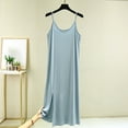 thumbnail image 2 of Taqqpue Women's Maxi Nightgowns Solid Color Spaghetti Strap Scoop Neck Full Slip Long Sleep Shirts Cami Flowy Cotton Sleeveless Chemise Sleepwear Sleep Dress, 2 of 5