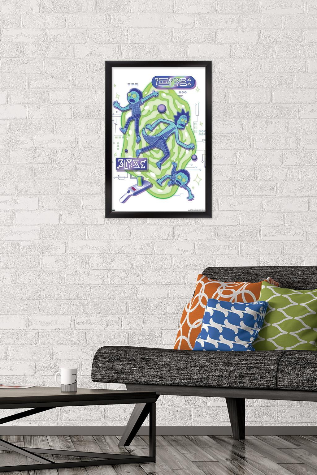 Rick and Morty - Portal Vaporick Wall Poster, 14.725" x 22.375" Framed