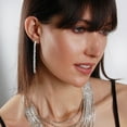 thumbnail image 5 of Humble Chic CZ Drop Earrings for Women - Long Bar Rhinestone Stud Earrings, Silver, 5 of 9