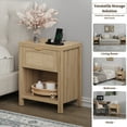 thumbnail image 3 of SICOTAS Rattan Nightstands Set of 2 with Charging Station, Farmhouse Beside Tables with Drawer&Shelf for Bedroom,Light Oak, 3 of 11