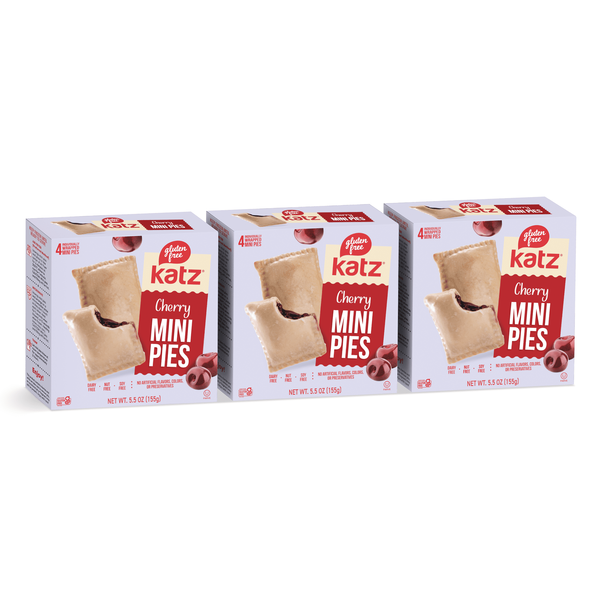 Katz Gluten-Free Mini Pies - Cherry |Gluten-Free Dairy Free Nut Free Soy Free Kosher | (3 Pack 5.5 Ounce Each)