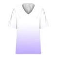 thumbnail image 4 of Wycnly Womens Blouses and Tops Dressy Plus Size Comfy Lightweight Fashion Ladies Pullover Tshirts Summer Gradient Print V-Neck Short Sleeve Cute Tees Tops Purple l, 4 of 5