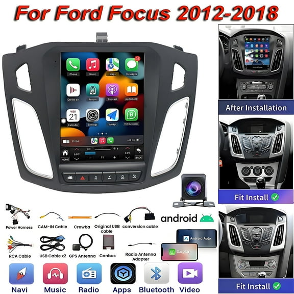 Eforcase Car Radio Stereo for Ford Focus 2012-2018, Android 13 9 Inch Built-in Carplay Android Auto Play DSP Bluetooth5.0 WiFi GPS SWC   Camera
