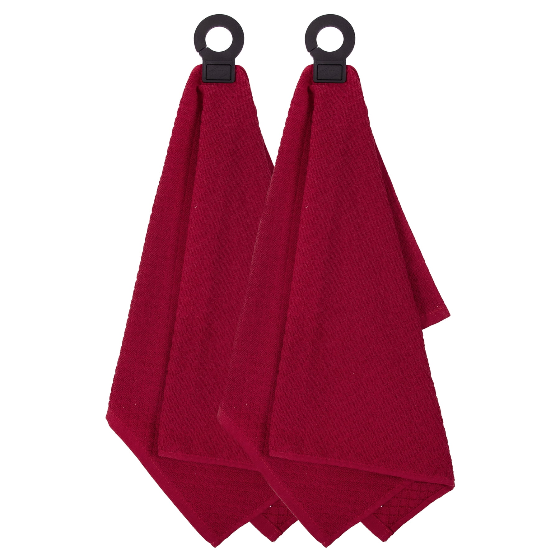 RITZ Hook and Hang Woven Kitchen Towel Set, 2 Pack, Paprika, 18” x 28