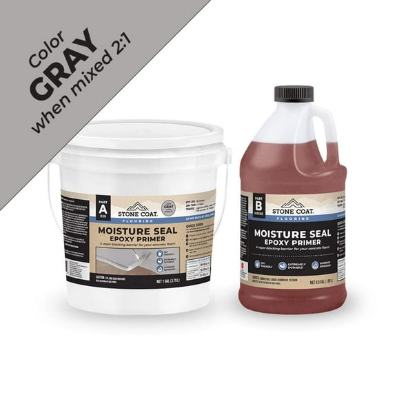 Stone Coat Countertops Moisture Seal Epoxy Primer Kit - Revitalize & Repair Concrete Floors with, Vapor Blocker, DIY Friendly, Quick Dry, For Epoxy Flake & Metallic Marble Floors (1.5 Gallon, Gray)