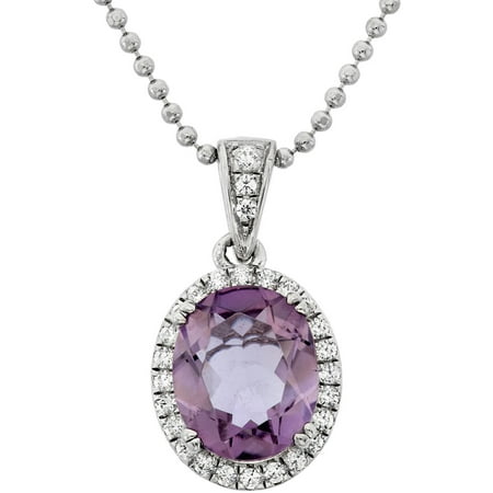 5th & Main Platinum-Plated Sterling Silver Facet-Cut Amethyst Pave CZ Pendant Necklace