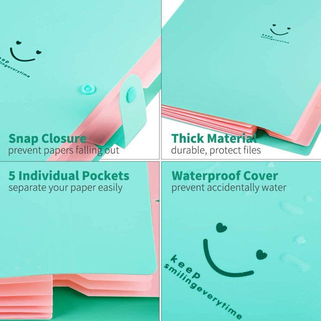 4 Packs Expanding File Folder, A4 Letter Size Accordion Folder Paper Organizer for School Home Office
