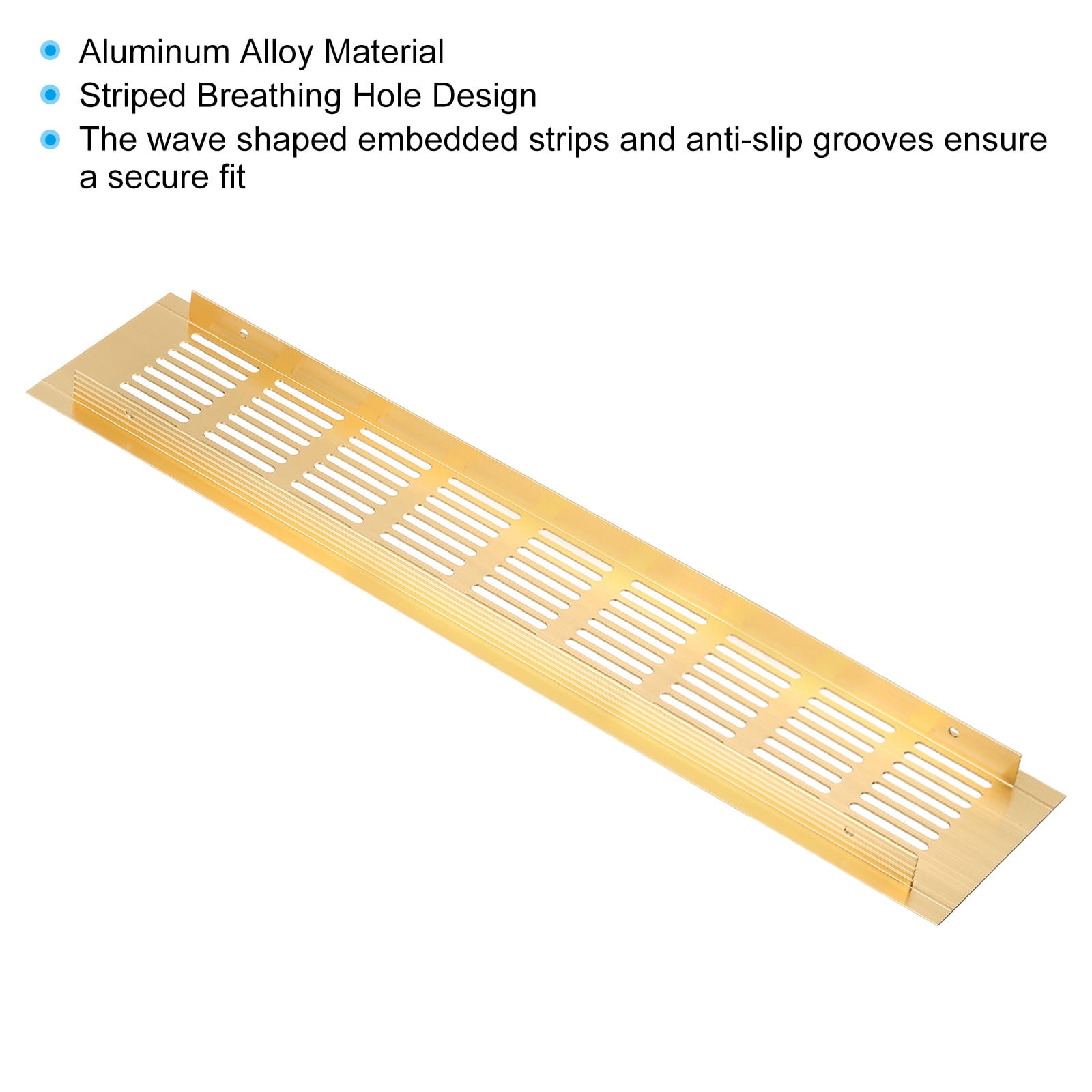 Uxcell 16"x3" Rectangle Air Vent Cover 2pcs Door Grille Ventilation Cover Louvered with Screws for Cabinet Gold Tone