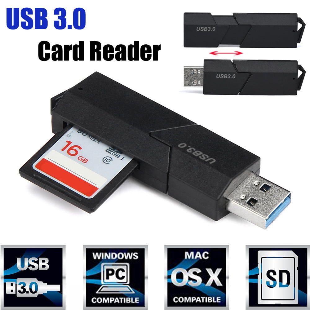USB 3.0 2-in-1 Micro SD SDXC TF T-Flash Memory Card Reader Adapter up to 5 Gbps 