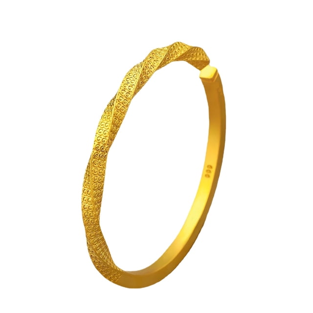 Pulsera chapada en oro para mujer con puño abierto retorcido de 23 g