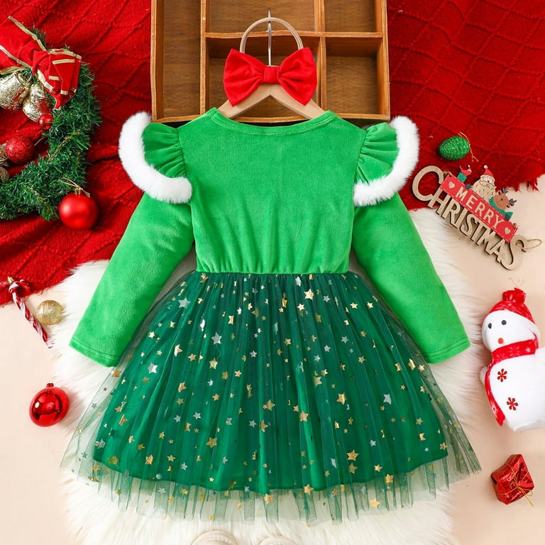 Green Christmas Beautiful Christmas Dresses For Toddlers Girls' Green  Christmas Dress Fast Shipping Sara Dresses