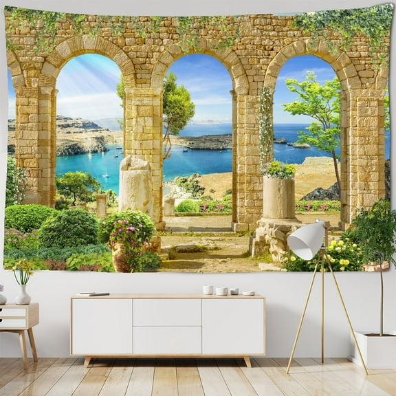 European Retro Greek Scery Tapestry Wall Hanging Landscape Tapestry Wall Cloth Beach Mat