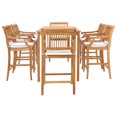 thumbnail image 2 of 7 Piece Teak Wood Castle 63" Rectangular Outdoor Patio Bistro Bar Set including 6 Barstools with Arms, 2 of 5