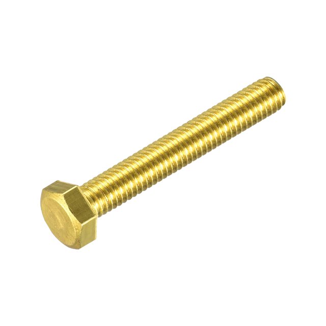 Latón Hexagonales Pernos, M6x40mm 1uds Totalmente Roscado Grado 4.8 Sólido Latón Hexagonal Cabeza Perno Máquina Tornillos