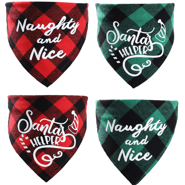 Paquete de 4 bandanas navideñas para perros, accesorios navideños para mascotas, decoración para perros y gatos pequeños a grandes
