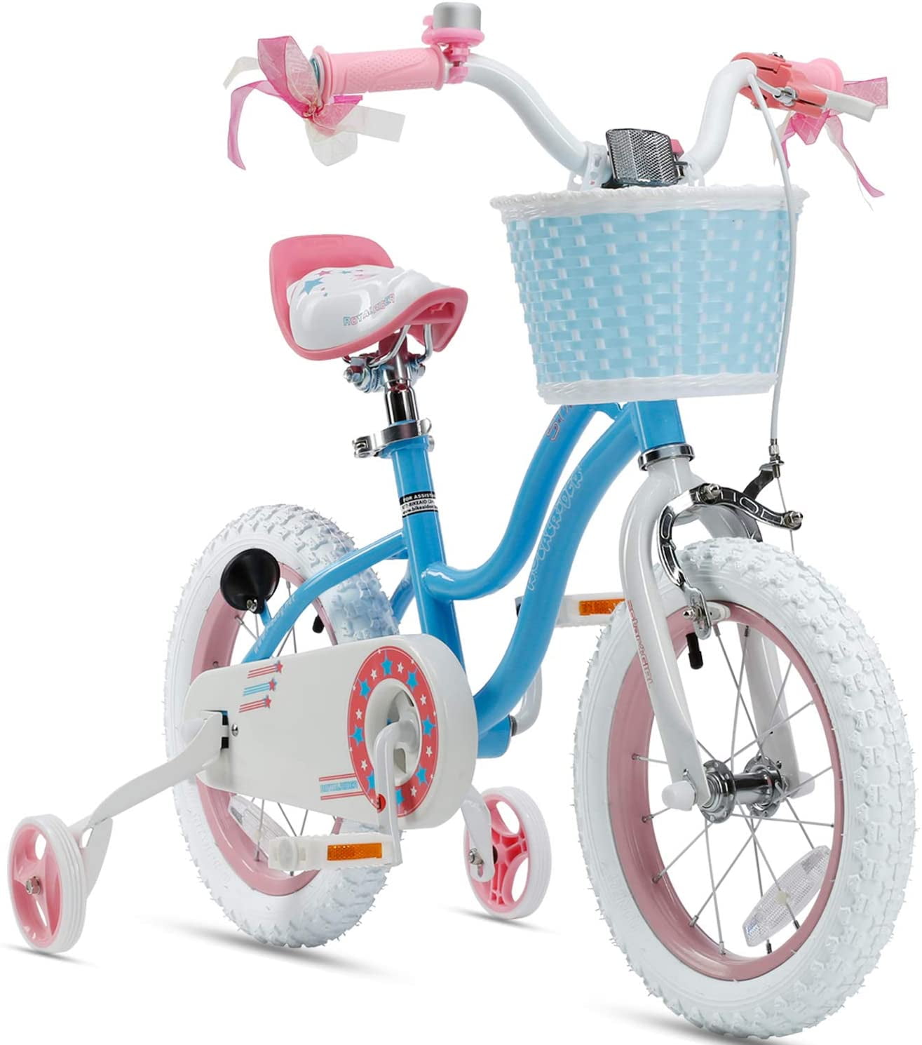 Royalbaby Kids Bike Girl’s Children Bike 14 Zoll With Stabilisers And Basket 
